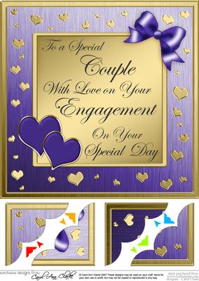 8 x 8 Elegant Romantic Engagement Scalloped Corner Topper