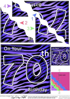 Funky Fun Zebra Print 70th Birthday Wavy Corner Side Stacker