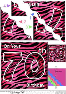 Funky Fun Zebra Print 70th Birthday Wavy Corner Side Stacker
