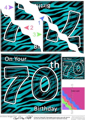 Funky Fun Zebra Print 70th Birthday Wavy Corner Side Stacker