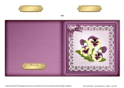 Pansy on Butterfly Lace Cut and Fold Card