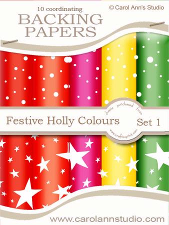 Festive Snow & Stars in Holly Colours