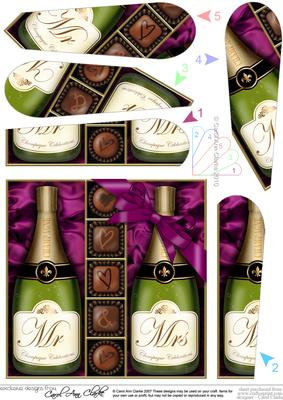 Mr & Mrs Champers N Chocs Fan Pyramage Topper