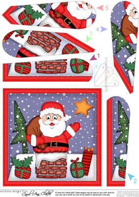 Xmas Santa Got Stuck Fan Pyramage Topper