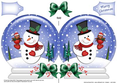 Xmas Snowman Snow Globe Shaped Card