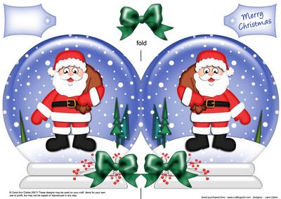 Xmas Santa Snow Globe Shaped Card