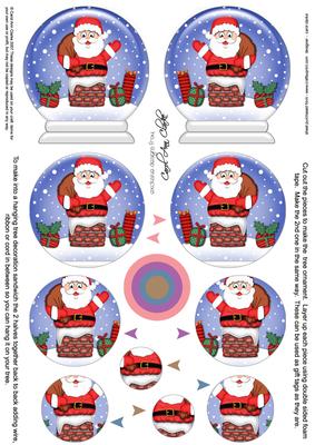 3D Xmas Santa Got Stuck Snow Globe Shaped Tree Decoration