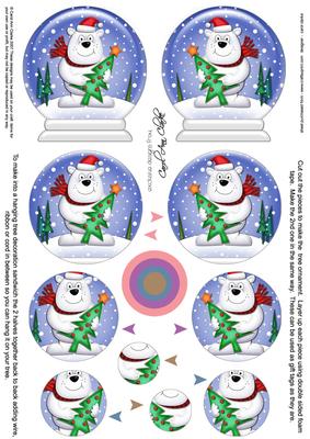 3D Xmas Ben Polar Bear Snow Globe Shaped Tree Decoration