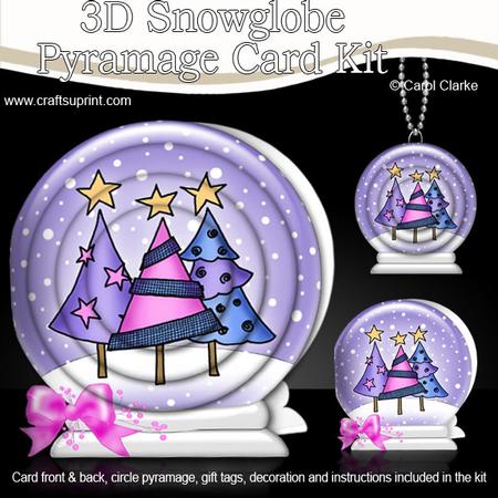 3D Xmas Funky Trees Snowglobe Circle Pyramage Card Kit