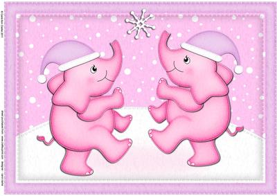 A4 Xmas Elephants Felties Card Topper