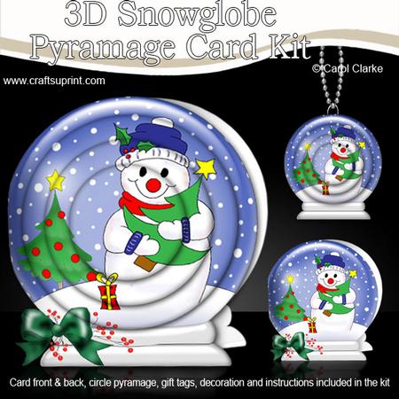 3D Xmas Snowman Snowglobe Circle Pyramage Card Kit