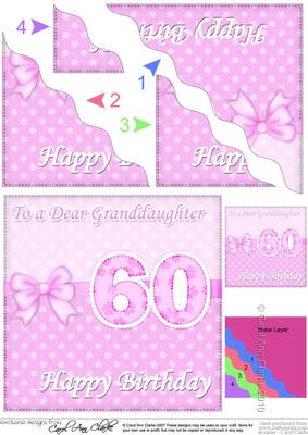 60th Birthday Granddaughter Felties Wavy Corner Side Stacker