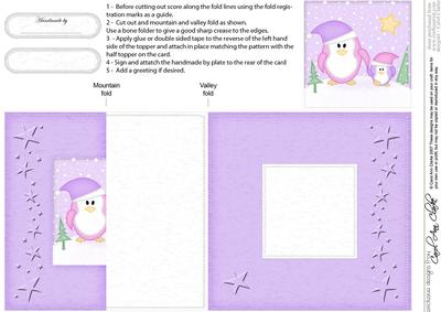 Cute Christmas Penguins Felties No-Hole Fold Back Card