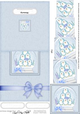 Xmas Penguins Snowglobe No-hole Over the Edge Spiral Pyramid
