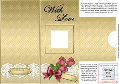 Add a Photo Card Roses & Lace with easy fold frame