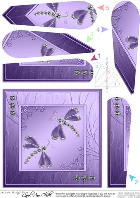 Diamante Dragonflies Quick Card with Fan Pyramage Topper