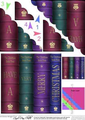 Merry Christmas Books Scallop Corner Side Stacker Topper