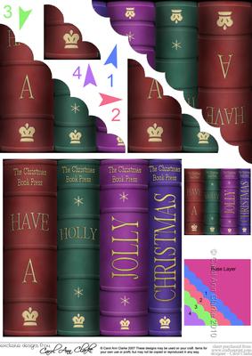 Merry Christmas Books Scallop Corner Side Stacker Topper