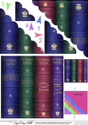 Merry Christmas Books Scallop Corner Side Stacker Topper
