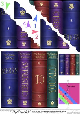 Merry Christmas Books Scallop Corner Side Stacker Topper