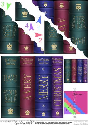 Merry Christmas Books Scallop Corner Side Stacker Topper