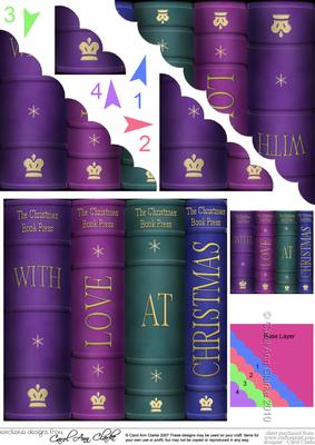 Merry Christmas Books Scallop Corner Side Stacker Topper