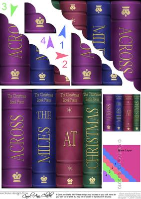 Merry Christmas Books Scallop Corner Side Stacker Topper