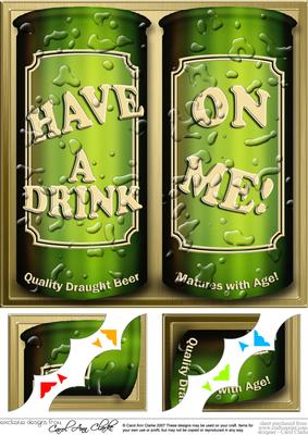 8 x 8 Fun Beer Cans Scalloped Corner Topper