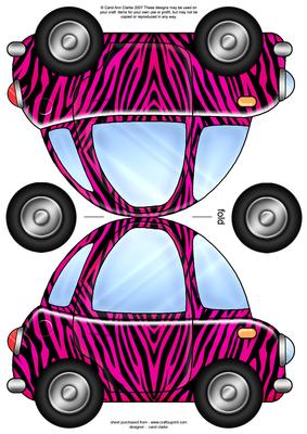 Funky Car Zebra Striped Shaped Card