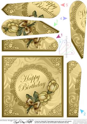 Roses and Metallic Lace Quick Card with Fan Pyramage Topper