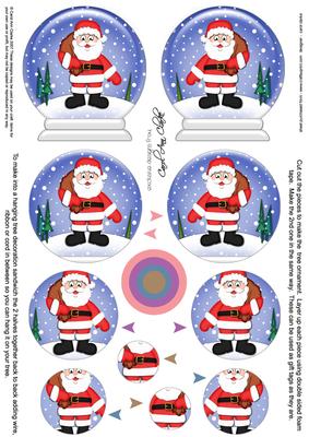 3D Xmas Santa Snow Globe Shaped Tree Decoration