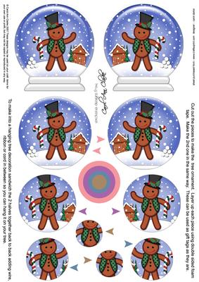 3D Xmas Gingerbread Man Snow Globe Shaped Tree Decoration