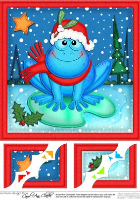 8 x 8 Xmas Freddy Frog Scalloped Corner Topper