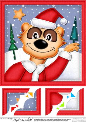 8 x 8 Xmas Eric Meerkat Scalloped Corner Topper