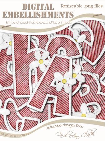 Denim N Daisies Felties Uppercase Alpha Digital Embellishmen