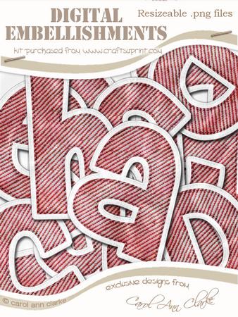 Denim Felties Lowercase Alpha Digital Embellishment