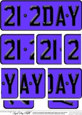 21st Birthday Fun Novelty Number Plate with Side Stacker Top