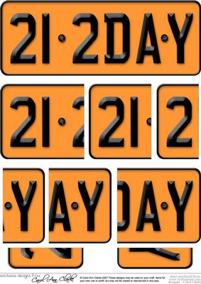21st Birthday Fun Novelty Number Plate with Side Stacker Top