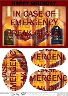 A5 Whisky Emergency Fun Novelty Oval Pyramage Topper