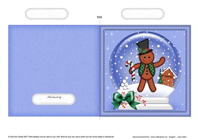 Xmas Gingerbread Man Snowglobe Cut and Fold Card