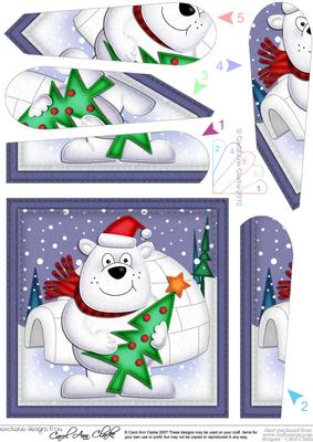 Xmas Polar Bear Fan Pyramage Topper