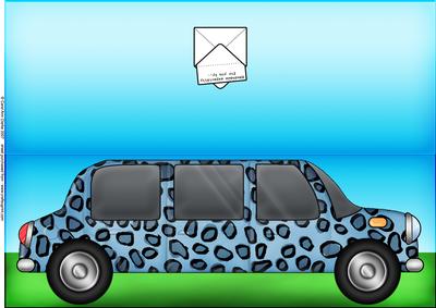 Large DL Leopardskin stretch limo quick Cut & Fold Card 