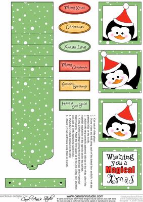 Christmas Penquin in Holly Colours