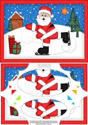 A5 Xmas Skating Santa Scallop Corners and Pyramage
