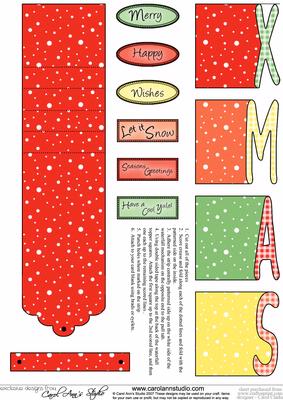 Xmas Word Waterfall Card in Holly Colours