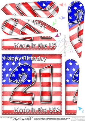Flying the Flag Usa 21st Birthday Fan Pyramage Topper