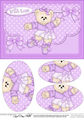 A5 Cute Ballet Teddy Oval Pyramage Topper