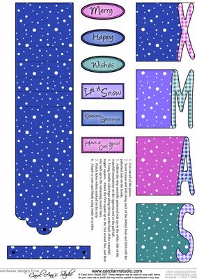Xmas Word Waterfall Card in Royal Colours