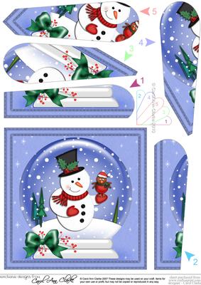 Xmas Snowman Snowglobe Fan Pyramage Topper