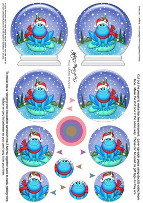 3D Xmas Freddy Frog Snow Globe Shaped Tree Decoration
